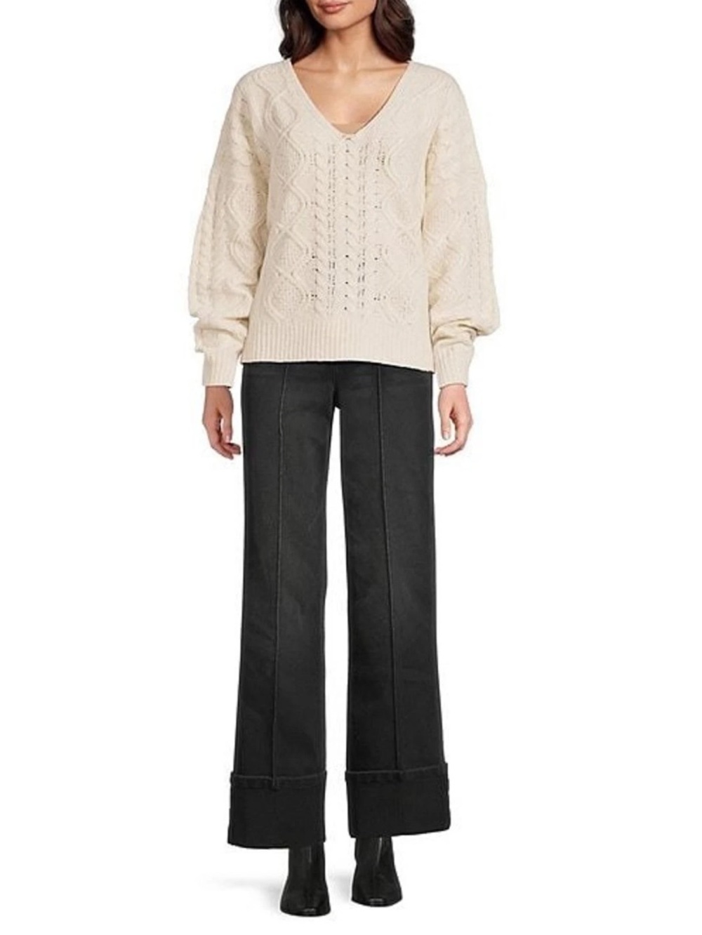 Dear John Women's Holly Super Rise Cuffed Straight Jeans Jet Set Black Sz 29